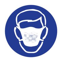 Brady 58540 Right-To-Know Pictogram Labels , Blue On White,  3/4" Width x 5/8" Height,  Pictogram "Dust Mask" (36 Per Card,  1 Card per Package)