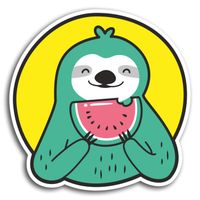 2 x 10cm Watermelon Sloth Funny Vinyl Stickers - Sticker Laptop Luggage #19482 (10cm Wide)