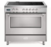 Verona Designer Series VDFSEE365SS 36 Inch 5.0 Cu Ft Electric Range Oven 5 Burners Dual Center Element Smoothtop Black Ceramic Cooktop Convection Stainless Steel