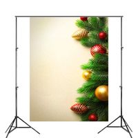 DZJYQ 5x6.5ft(1.5x2m) Golden Green Red Leaves Ball Pineal Fruit Merry Christmas Party Children Baby Newborn Backdrop Photography Background 028