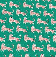 Merry Christmas Tiger Rolled Gift Wrap Paper 2 Sheets of 19.5 in x 27.5 in