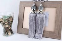 2 Pack Jade Curtains Tiebacks, Home Office Rope Tassel Curtains Buckle Holdbacks for Window Curtains Decor (Silver Grey)