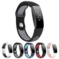 Silicone Sport Bands Compatible with Fitbit Inspire Bands & Inspire HR, Soft Breathable Replacement Wristbands Accessories Air Holes for Women Men (5.5" - 7" Black Gray)
