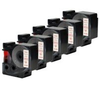 5PK Standard D1 53712 Label Maker Tape Red on Clear 24mm 1-Inch Cartridge Refills Compatible for Dymo LabelManager 360D 450D 500TS