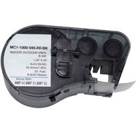 MC1-1000-595-RD-BK Cartridge with Ribbon,High Adhesion Vinyl Label Tape,Black on Red Vinyl Film Compatible with Brady BMP41 Label Printer BMP51/BMP53 Label Printers -1'Width,25"Length