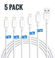 Sundix iPhone Charger Cable, 5Pack 3FT/3FT/3FT/6FT/10FT Fast Sync Charger Lightning Cable Charging Cord Compatible iPhone X/8/8 Plus/ 7/7 Plus/ 6s /5C/ SE iPad iPod