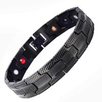 Negative Ion Magnetic Bracelet Men's Stainless Steel Bracelet Adjustable Black