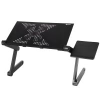 Homdox Portable Laptop Table Stand, 360° Adjustable Bed Table Notebook Stand with Mouse Board Cooling Fan
