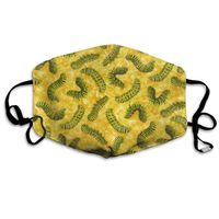 Caterpillars Yellow Printed Mask Neutral Mask for Men and Women Polyester Dust-Proof Breathable Mask