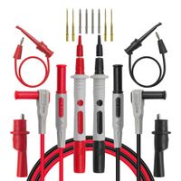 Goupchn 12PCS Multimeter Test Leads Kit with Alligator Clips Banana Plug to Copper Test Hook Replaceable Needles Electronic Test Probe Cable Set