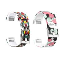 Dunfire Replacement Bands for Fitbit Charge 2 Wristband/Bracelet/Smart-Watch, Size Large and Small Straps for Men and Women (2PCS - Colourful Clouds & Triangles, Small)
