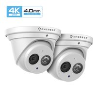 2-Pack Amcrest UltraHD 4K (8MP) Outdoor Security IP Turret PoE Camera, 3840x2160, 164ft NightVision, 4.0mm Narrower Angle, IP67 Weatherproof, MicroSD Recording (128GB), White (2PACK-IP8M-T2499EW-40MM)