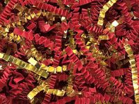 Pack Of 1, Solid Red & Gold Crinkle Cut Paper Shred (Spring Fill / Zig Fill) 1/8" wide 10 lb Made In USA