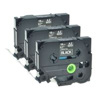 GREENCYCLE 3 PK Compatible for Brother P Touch Labeler TZ345 TZE345 White on Black Tape PT18R PT300 Printer