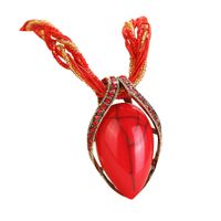 Challyhope Fashion Retro Bohemian Turquoise Stone Pendant Collar Statement Chunky Necklaces Rhinestone Gem Jewelry for Women Beach Hawaii (Watermelon Red)