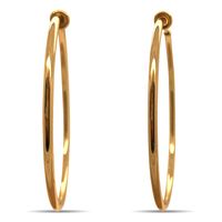 Aloha Earrings - Clip On Hoop Earrings for Women - Silver and Gold-Tone Brass Spring Hoops for Non-Pierced Ears (Gold Tone XL)