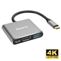 USB C to HDMI Adapter, IMXPW Multiport Hub Adapter, Type-C to 4K HDMI Adapter with 3.0 USB-C 3.1 Power Delivery for MacBook12, Mac Pro13 15 (2016 2017), Google Chromebook, Note9