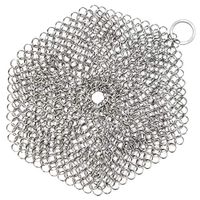 GAINWELL Stainless Steel Chainmail Scrubber Steel Cast Iron Cleaner 8in