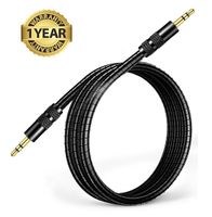 Aux Cord 3.5mm Male to Male Cable DFrhythm Metal Spring Auxiliary Audio Cable(3.3ft/1m),Tangle-Free for Car Stereos,iPod,iPhone,Speaker,Computer,MP3 Players etc.(Black)