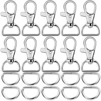Paxcoo 60Pcs Swivel Snap Hooks and D Rings for Lanyard and Sewing Projects (1" Inside Width)