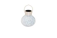 Allsop Home and Garden 30454 Solar Tea Lantern, Handblown Glass with Solar Panel and LED Light, Weather-Resistant for Outdoor Deck, Patio, Garden, Wedding, White, 1-Count