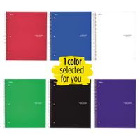 Five Star Spiral Notebook, 1 Subject, Wide Ruled Paper, 100 Sheets, 10-1/2 inches x 8 inches, Color Selected For You, 1 Count (05200)