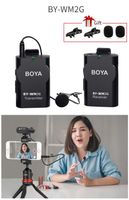 BOYA BY-WM2G Wireless Lavalier Microphone System Compatible with iPhoneX 8 8 Plus 7 6 Smartphone,Canon 6D 600D Nikon D800 D3300 Sony A7 A9 DSLR GoPro Hero4 Hero3 Hero3+ Action Cameras