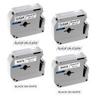 M Tape 12mm 0.47 Inch MK231 MK131 Label Tape, Replace Ptouch M Tape Compatible with Brother P Touch Label Maker PT-45 PT-M95 PT-65 PT-85, 1/2 Inch 26.2 Feet, Black on White Black on Clear, 4-Pack