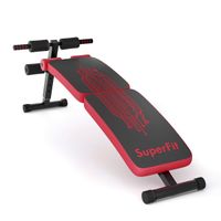 Goplus Sit Up Bench Adjustable, Foldable Abdominal Training Workout Slant Bench, Decline Curved Ab Bench with 4 Adjustable Height Settings (Red)