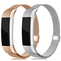 LNOOIU Metal Bands Compatible with Fitbit Alta, Replacement for Alta HR Stainless Steel Bands Adjustable Accessory Wristband for Alta Bracelet Women Men Girls Boys(2 Pack Large F)
