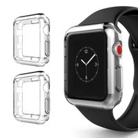 Apple Watch Chrome & Clear Vivid Protection Case [2 Pack] for Series 1, 2 & 3 Cellular LTE/GPS Flexible Bumper Skin [iWatch Gel Cover] Protective Shockproof Accessories (Clear/Clear, 42mm)