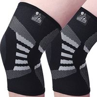 Knee Compression Sleeves (1 Pair) - Support for Arthritis Prevention & Recovery - 1 Year Warranty (Large, Grey)
