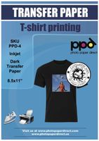 PPD Inkjet Iron-On Dark T Shirt Transfers Paper LTR 8.5x11" Pack of 10 Sheets (PPD004-10)