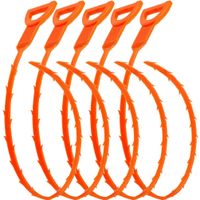 AUSAYE 5 Pack 25 Inch Sink Snake Drain Clog Remover Cleaner Drain Auger Hair Cather Shower Drain Cleaning Tool