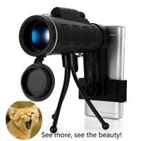 40X60 High Definition Monocular Telescope, Spotting Scope 2019 New Waterproof Anti-Fog Dual Focus with Smartphone Holder, Compass, Clip Tripod-Night Vision FMC BAK4 Prism for 1,800 Yards Observation