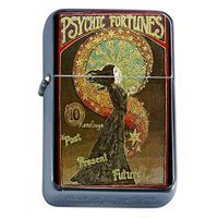 Vintage Gypsy Women Flip Top Oil Lighter S8 Smoking Cigarette Smoker Includes Silver Case