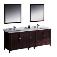 Fresca Bath FVN20-361236MH Oxford 84" Double Sink Vanity with Side Cabinet, Mahogany