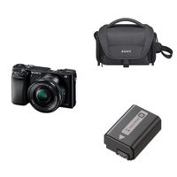 Sony Alpha a6000 Mirrorless Digital Camera with 16-50mm Power Zoom Lens & Soft Carrying Case for Cyber-Shot and Alpha NEX Cameras (Black) Lithium-Ion 1020mAh Rechargeable Battery
