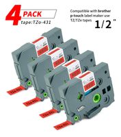 Label Orison 4PK Label Maker Compatible with Brother Tape TZe-431 TZ-431 Compatible P-Touch Standard Laminated TZe Labels Black on Red TZo-431 TZ Replacement,12mm 0.47Inch x26.2ft(8m)