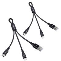CHAFON Compatible for 2 in 1 Multi USB Charging Cable Micro USB Connectors for Phone X Xs 8 7 7 Plus,iPad, Galaxy S8, Android and More - 2 Pack (6.3inch)