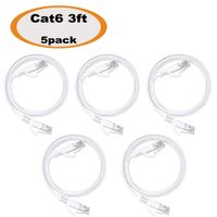 Cat6 Cable-Flat Ethernet Cable Cat 6 Patch Cord - PVC Jacket 32AWG Bare Copper Conductor - White 3ft 5pack (5pack 3ft White)