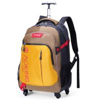 AOKING 20/22″Water Resistant Rolling Wheeled Backpack Laptop Compartment Bag (22 inch, Brown Yellow)