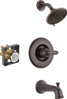 Delta Faucet Linden 14 Series Single-Function Tub and Shower Trim Kit with 5-Spray Touch-Clean Shower Head, Venetian Bronze T14494-RB (Valve Included)