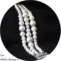 White Pearl Bands Compatible with Fitbit Charge 2 Smartwatch Bands Exercising Elastic Stretch Handmade Jewelry Bracelet Watch Replacement Strap Wristband Wearable Watchbands Pearl Bracelet Girls Women
