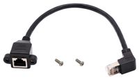 AAOTOKK Cat 6 Ethernet Cable 90 Degree Down Angle RJ45 Male to Female Shielded Ethernet Network Connector Screw Panel Mount Extension Cable for Router, Modem (30cm/1ft Down)