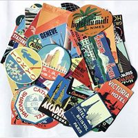 56pcs Mixed Vintage Travel Hotel Stickers on Luggage Travel Bag Suitcase DIY Graffiti Skateboard Motorcycle Car Sticker