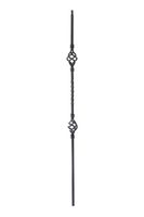 T05 - Iron Balusters - Double Basket - Hollow - 44 in X 1/2 in Square - Box of 10 (Satin Black)