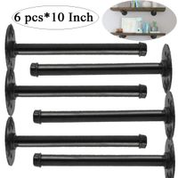 TLBTEK 6 pcs 10inch Rustic Pipe Decor Industrial Shelf Brackets,Vintage Industrial Steel Grey Iron Fittings Flanges Pipes, Furniture Decorations, Hanging Wall Mounted DIY Furniture Decorations Shelves