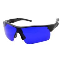 Men's Golf Ball Finder Glasses - True Blue Lens - Sports Style Frame - Wrap Around Sunglasses (Black)