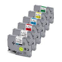 Compatible Brother P Touch Label Tape TZ-121 TZ-221 TZ-421 TZ-521 TZ-621 TZ-721 for Brother Ptouch PT-D210 PT-H100 PTD400AD PT-P700 PTD600 PT-1230PC Label Maker, 3/8" x 26.2ft (9mm x 8m) 6 Pack